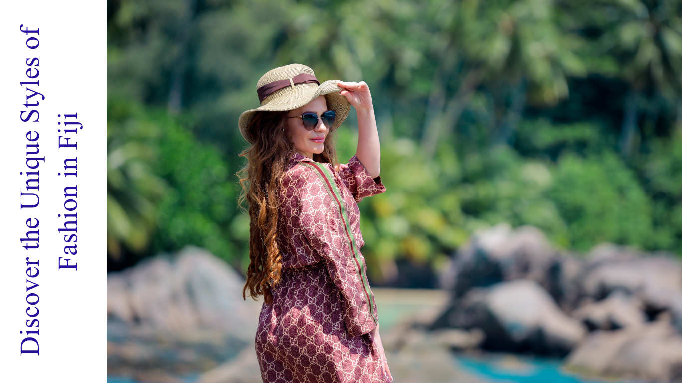 Girl posing on beach with beautiful dress representing Fashion in Fiji